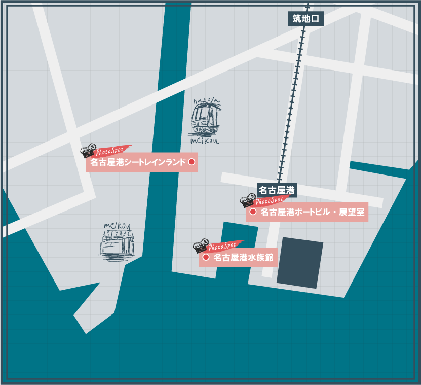港区のフォトスポットエリアの地図